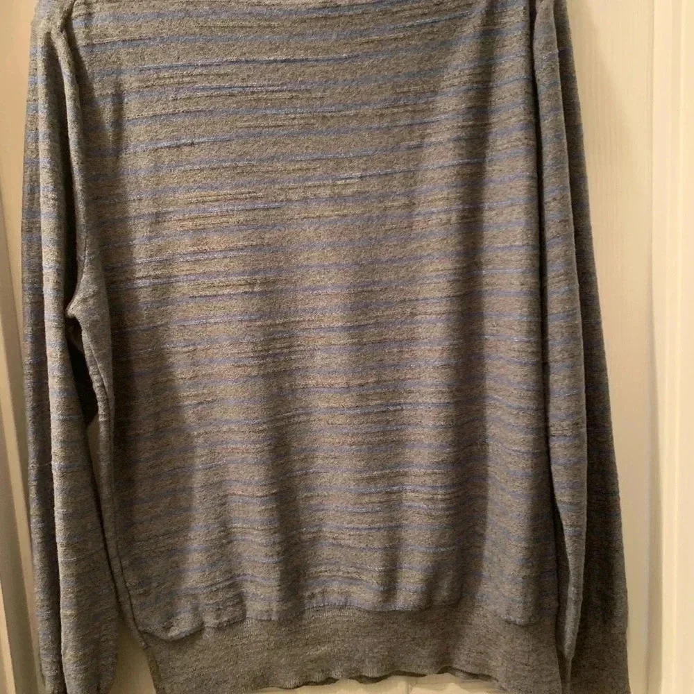 Fisherman J. Crew men’s long sleeve crew neck grey & blue sweater Grampacore
